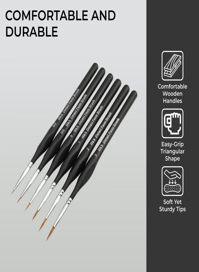 H&S Fine Detail Paint Brush Set for Oil & Acrylic Painting - 6pcs - Thin Tip Paint Brushes with Synthetic Hair - Miniature Model Brushes Also for Watercolor - Image 4